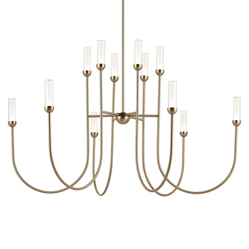 Moraine 50 Inch LED 12 Light 2-Tier Chandelier in Champagne Bronze