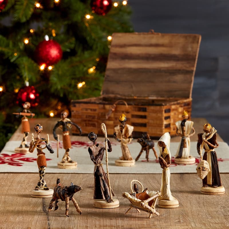 Handmade Banana Fiber Nativity Set (Kenya)