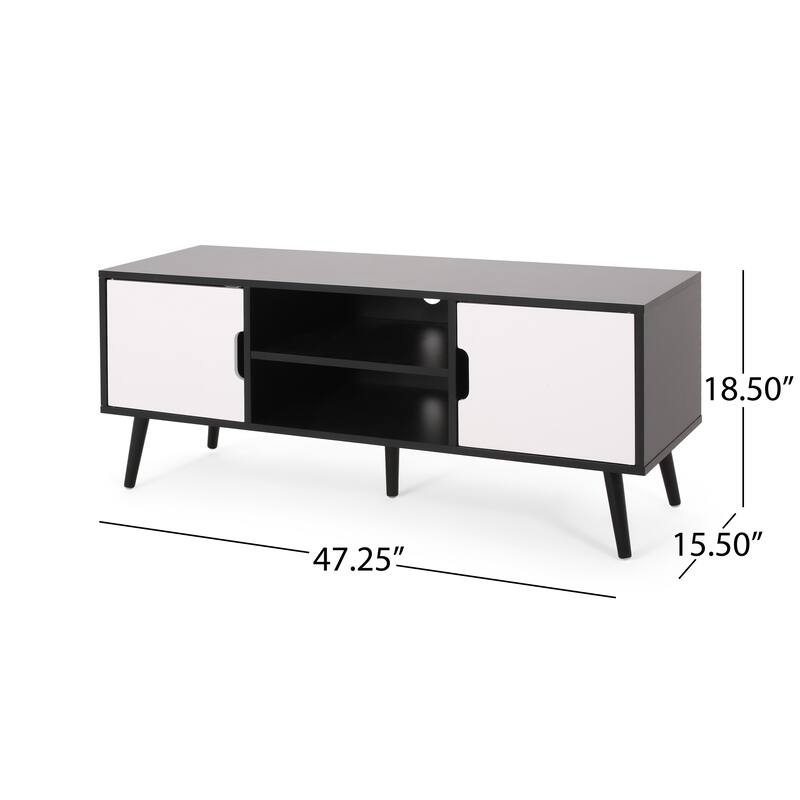 Peermont Mid-Century Modern TV Stand with 2 Doors and 2 Shelves by Christopher Knight Home - 47.25" W x 15.50" D x 18.50" H