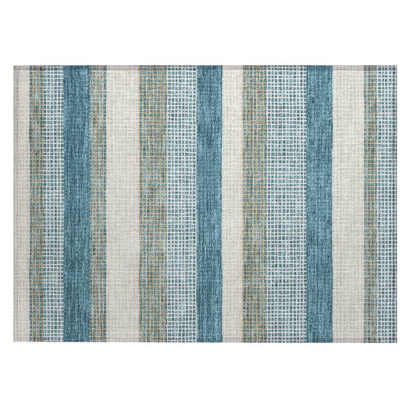 Machine Washable Indoor/ Outdoor Cabana Stripe Chantille Rug
