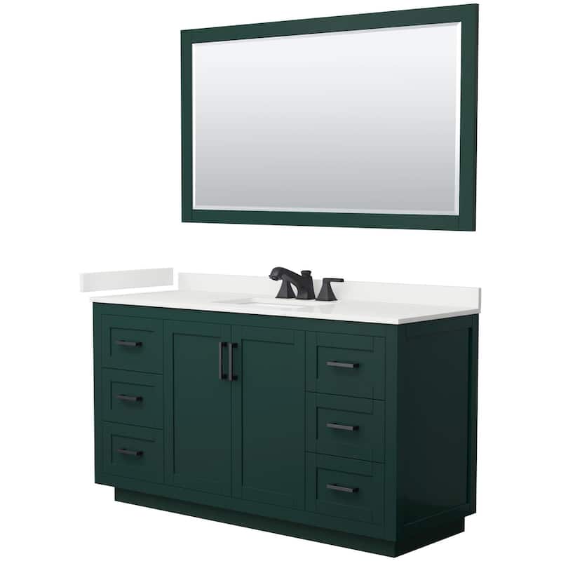 Wyndham Collection WCF292960S-QTZ-US3M58 Miranda 60" Free Standing - Green / White Quartz Top / Matte Black Hardware