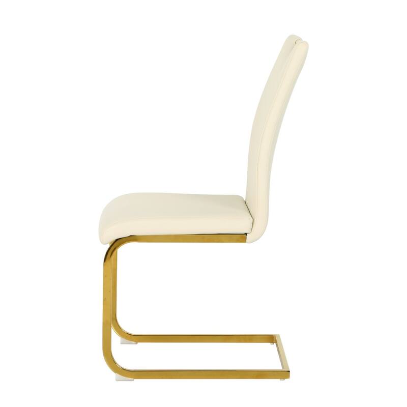 16.54" PU Upholstered Chair with Gold Metal Legs, Set of 4