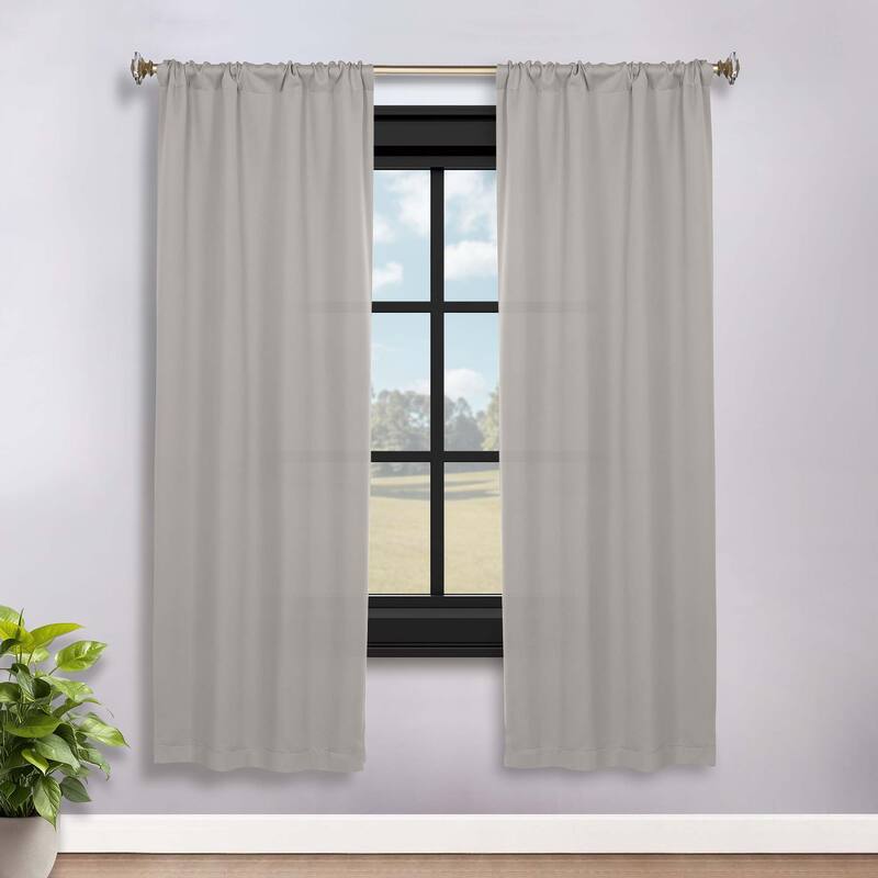 Superior Solid Machine Washable Room Darkening Semi-Blackout Curtains, Set of 2