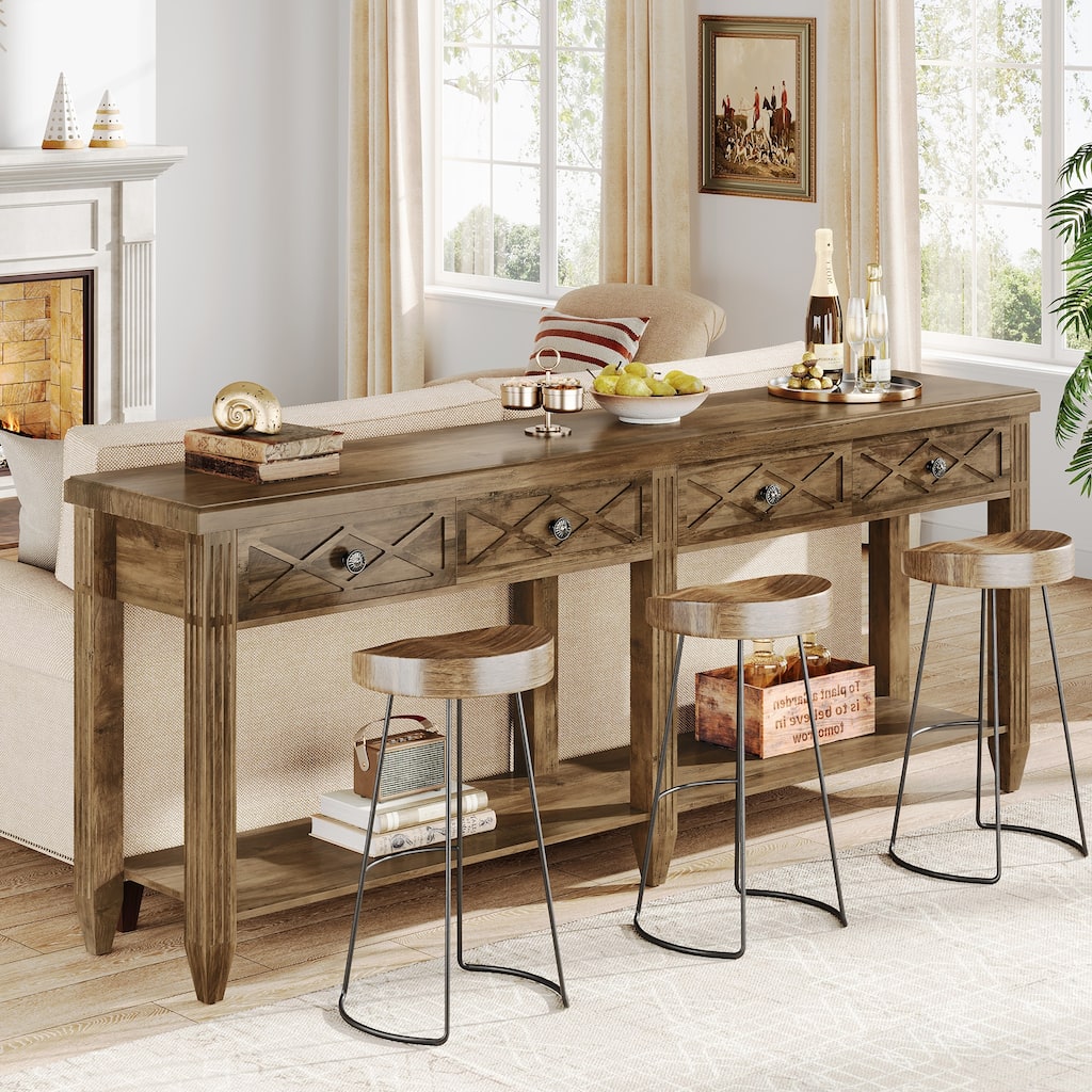 71" Industrial Sofa Console Table with 4 Drawers for Entryway