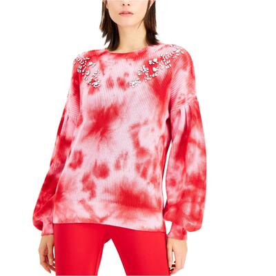 I.N.C Womens Tie-Dye With Rhinestones Pullover Sweater