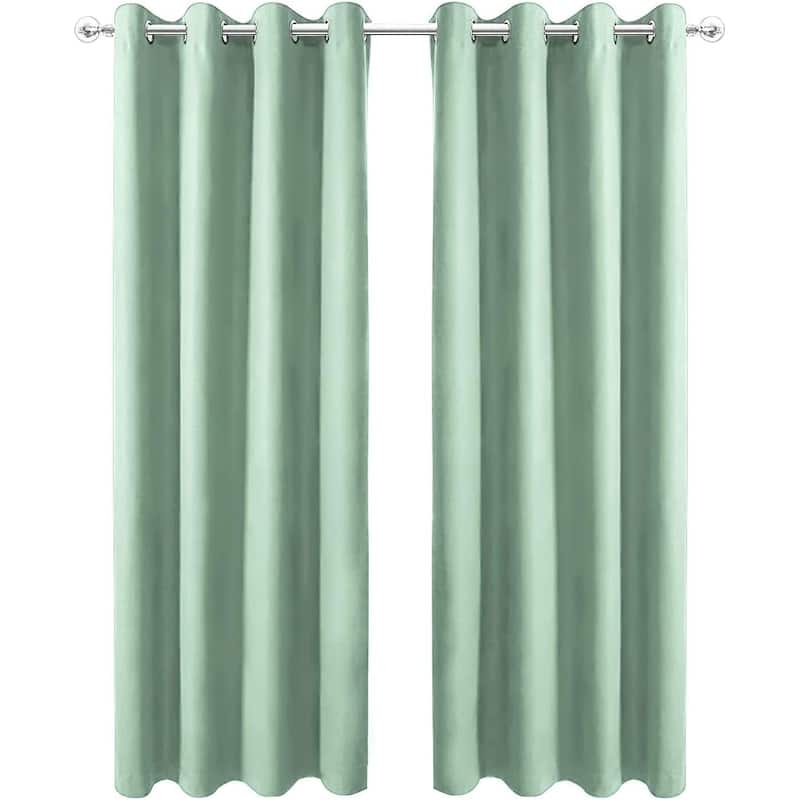 DCP Blackout Grommet Top Curtains Thermal Insulated Privacy,2 Panels,Light Green