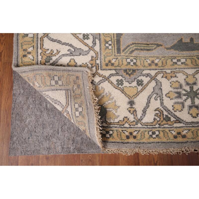 Gray Oushak Indian Rug Hand-Knotted Wool Carpet - 8'0"x 9'8"