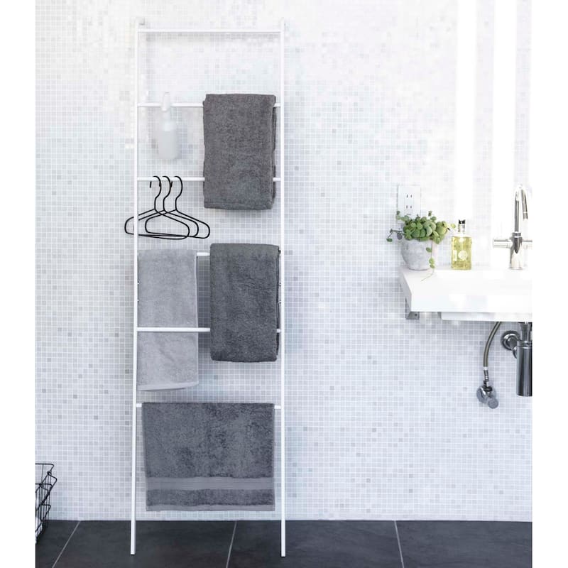 Yamazaki Home Leaning Storage Ladder, Steel, Holds 13.2 lbs - L 9.45 x W 17.72 x H 62.99 inches