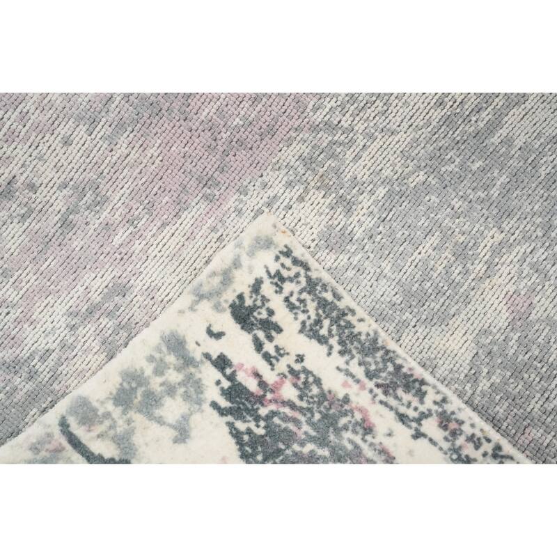 Hand Knotted Oriental Viscose Silk Carpet Modern Pictorial Multi-Colored Abstract Area Rug - 7' 2'' X 5' 4''