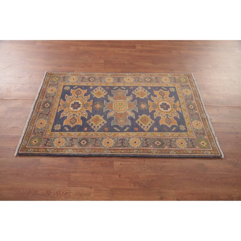 Geometric Kazak Oriental Foyer Rug Handmade Wool Carpet - 2'9" x 4'2"