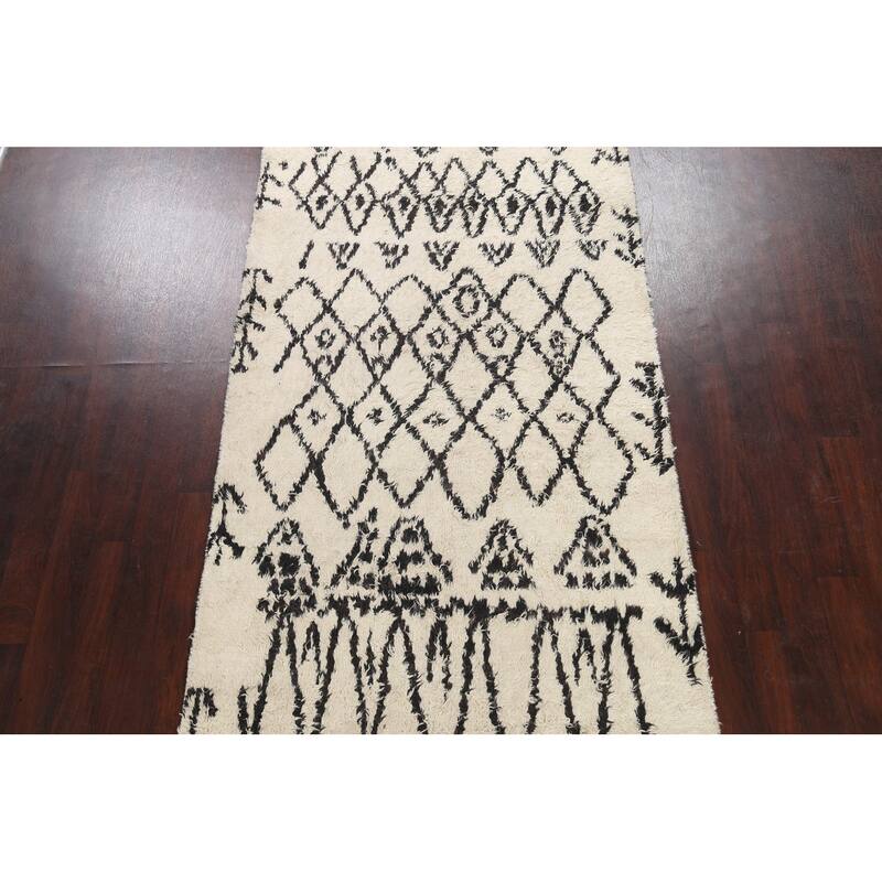 Vegetable Dye Moroccan Berber Oriental Wool Runner Rug Hand-knotted - 4'9" x 11'7"