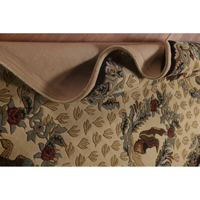 Animal Pictorial Aubusson Indian Area Rug Hand-Tufted Wool Carpet - 5'0" x 8'0"