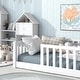 preview thumbnail 40 of 84, Montessori Twin Size Toddler Floor Bed with Fence without Door, Open-row Design Wood Frame Platform Bed with Safety Guardrails