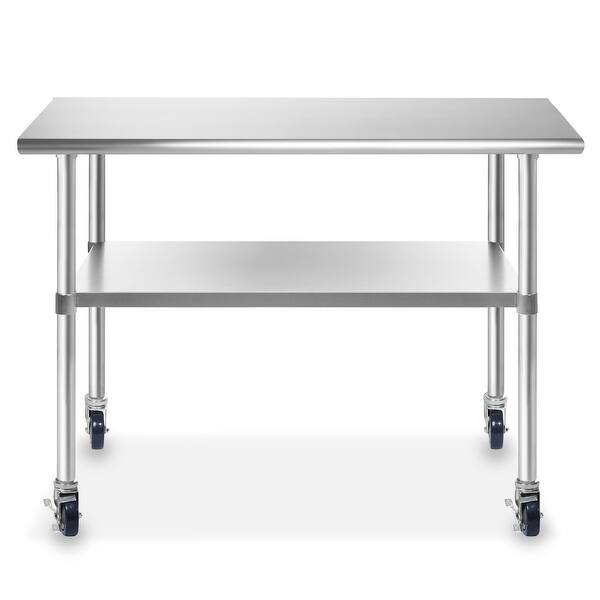 Shop 48 X 24 Inch Nsf Stainless Steel Prep Table With Casters By Gridmann 48 In Long X 24 In Deep Overstock 31484380