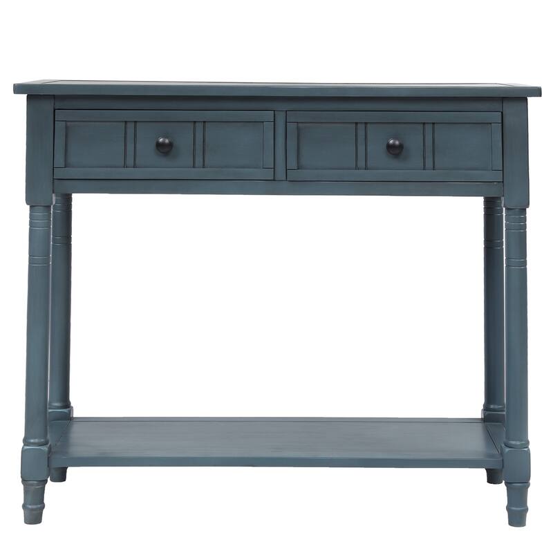 Console Table Traditional Design with Two Drawers and Bottom Shelf