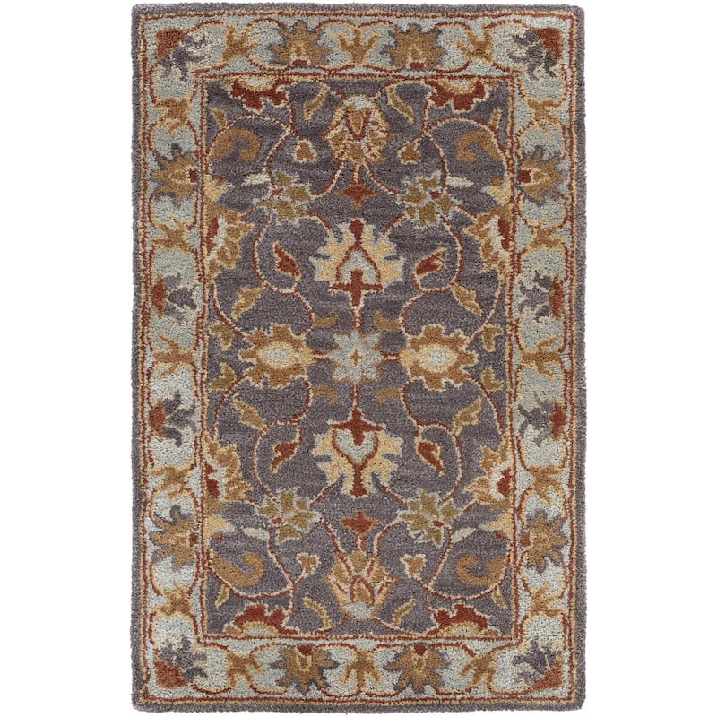 Livabliss Caesar Updated Traditional Border Area Rug. - 2' x 3' - Charcoal/Blue - Rectangle