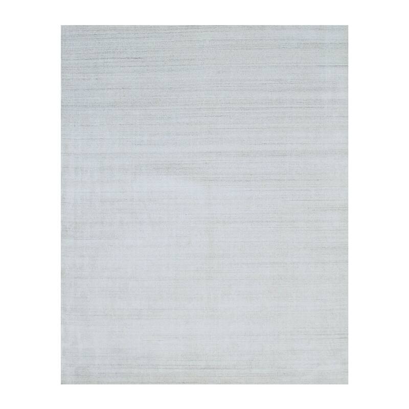 Ivory Handmade Wool & Viscose Transitional Urban Rug, 8' x 10', Soft Elegant Floor Covering - L