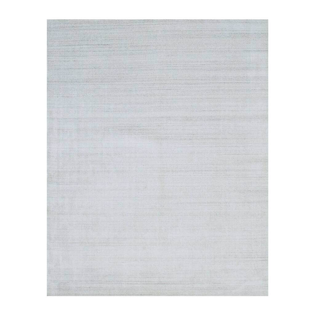 Ivory Handmade Wool & Viscose Transitional Urban Rug, 8' x 10', Soft Elegant Floor Covering - L