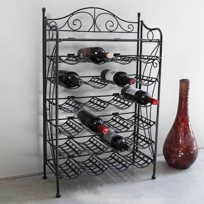 International Caravan Iron 24-bottle Wine Rack with Shelf