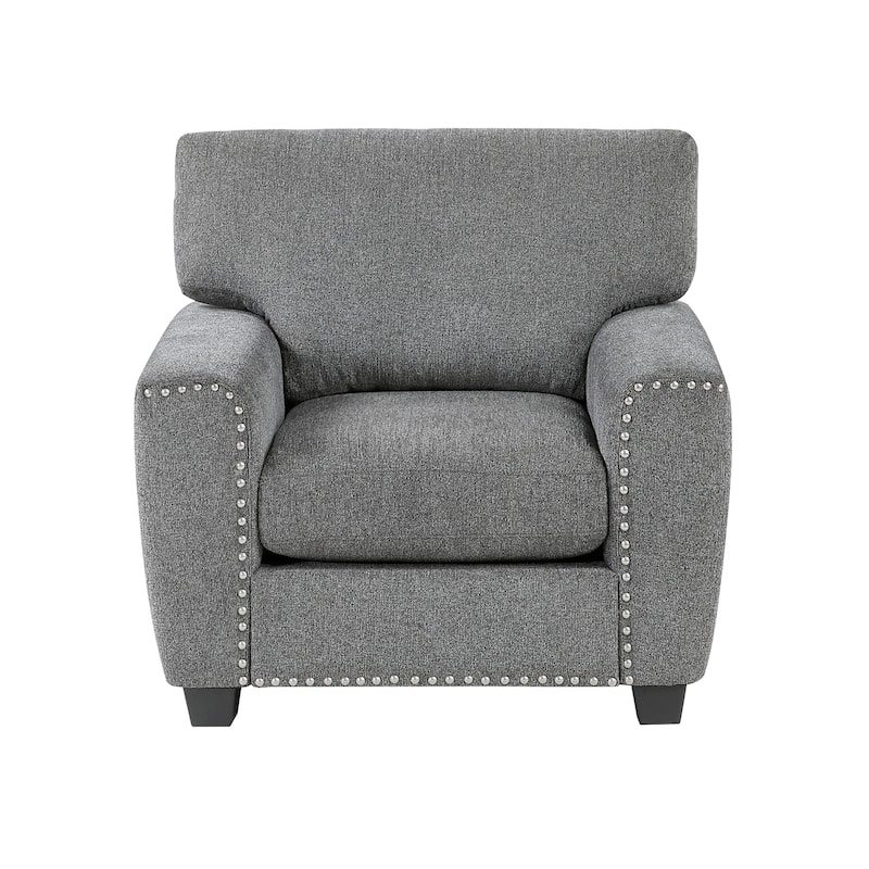 Windsor 41" Chenille Accent Chair - Nailhead Trim Details