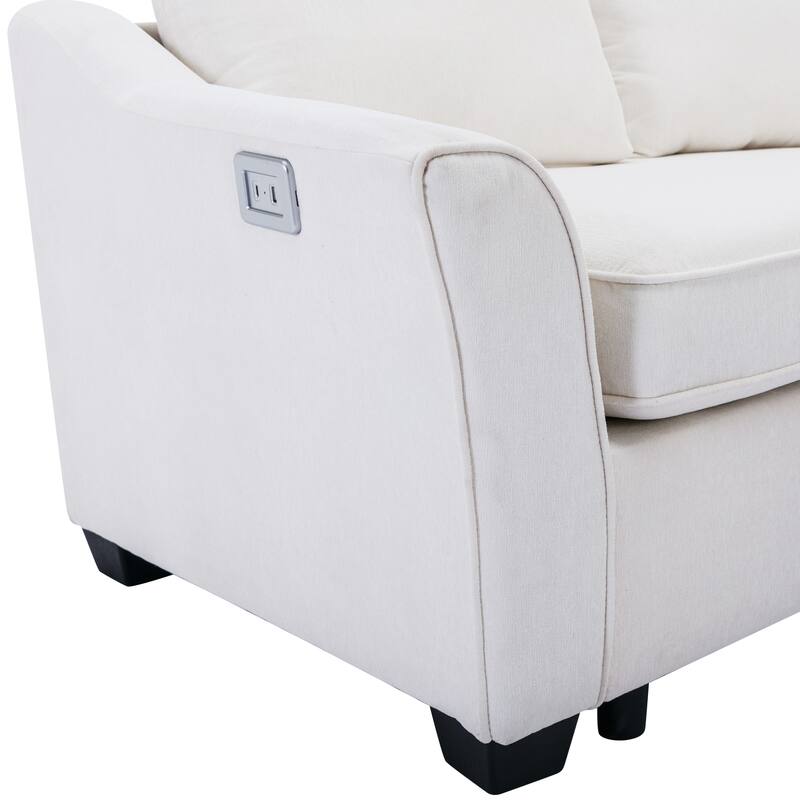 129.5" Sectional Sleeper Sofa with Pull-Out Bed Modern L-Shape Couch Bed