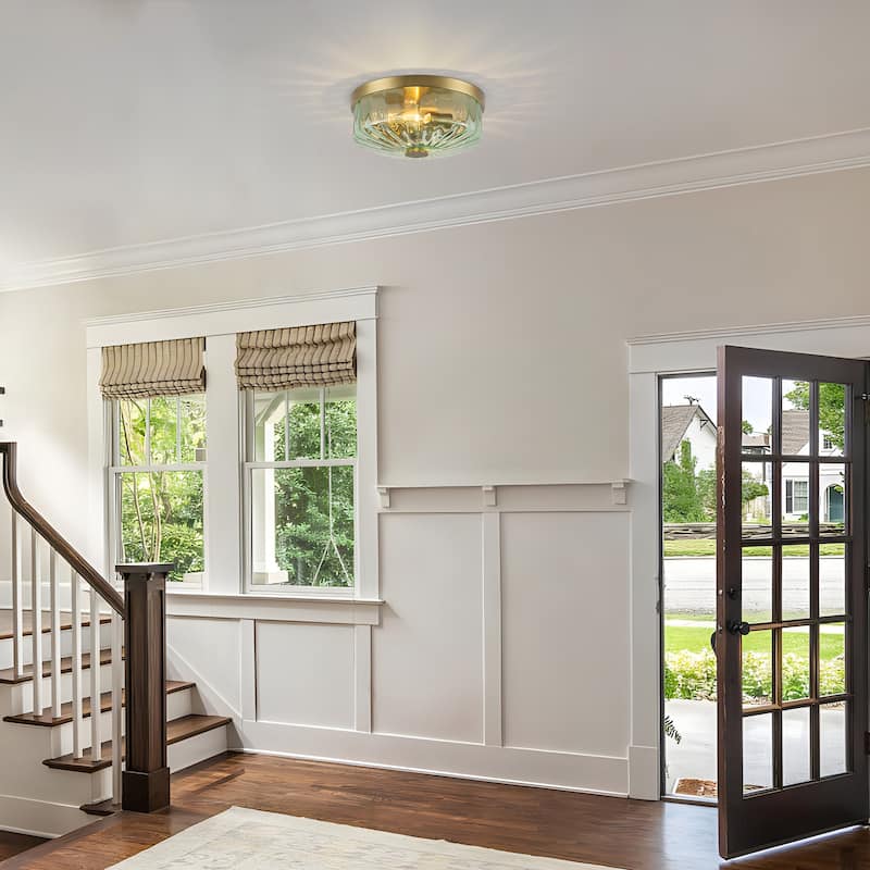 Starsky 2-Light Textured Glass Drum Flush Mount