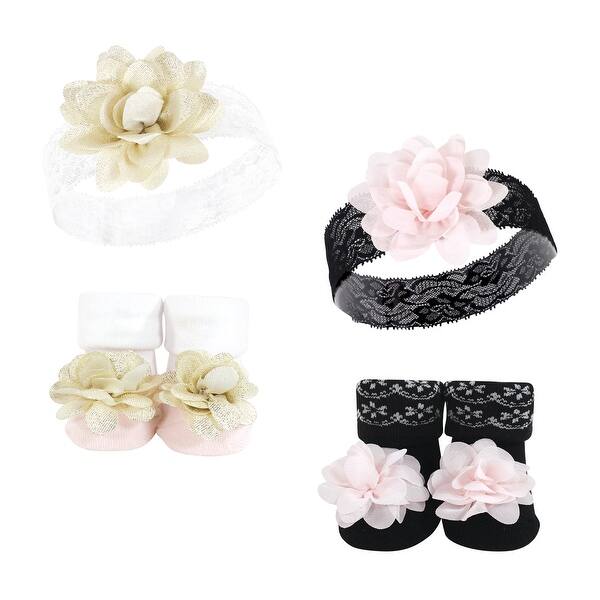 slide 1 of 1, Hudson Baby Infant Girl Headband and Socks Set, Lace, 0-9 Months - Lace Lace - 0-9 Months