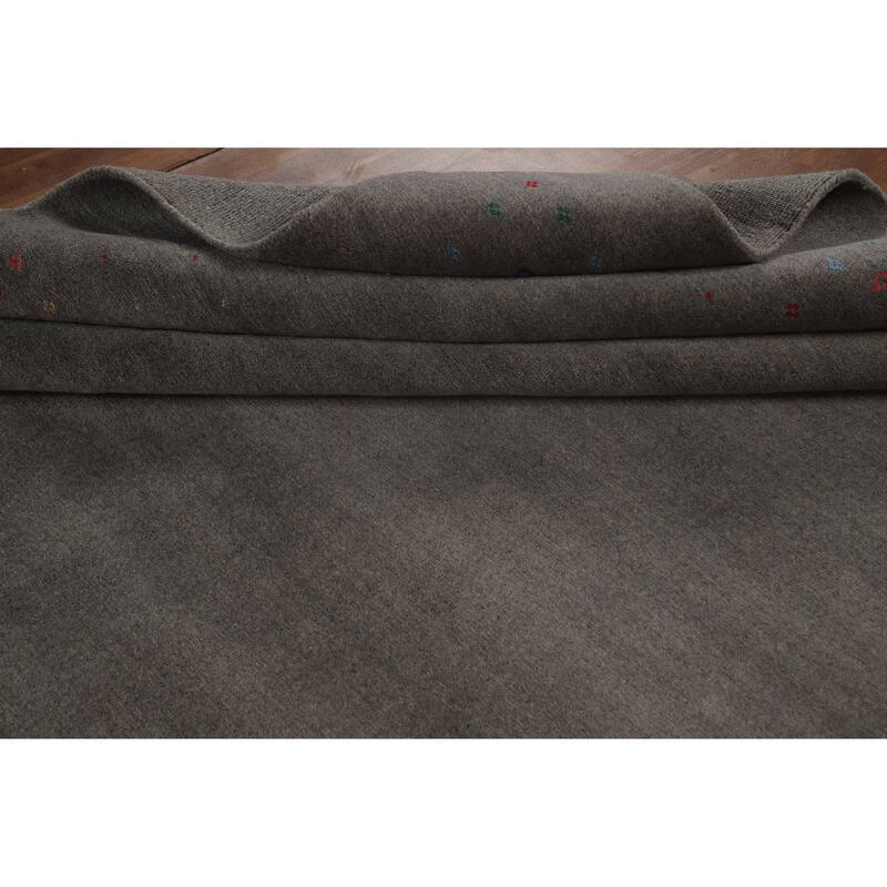 Hand Knotted Oriental 100% Wool Carpet Tribal Tribal Greys & Charcoal Gabbeh Area Rug - 12' 1'' X 9' 1''