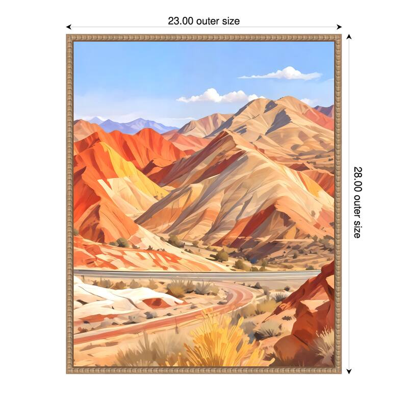 Where the Earth Wears Fire and the Sky Whispers Peace by Uma Gokhale Framed Canvas Wall Art Print - 23 x 28 in