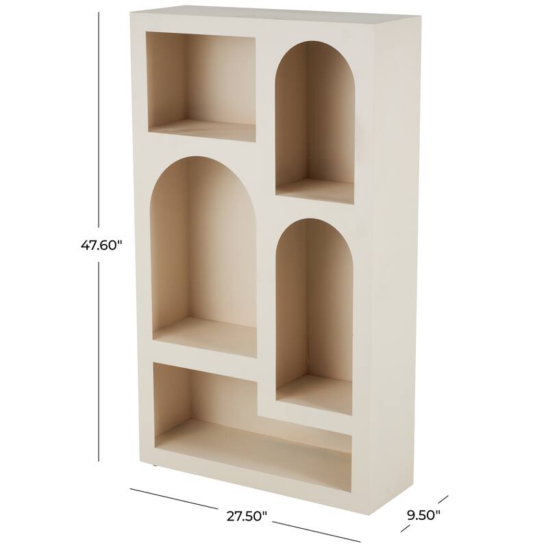Black or Cream Metal 5 Shelf Geometric Storage Shelving Unit