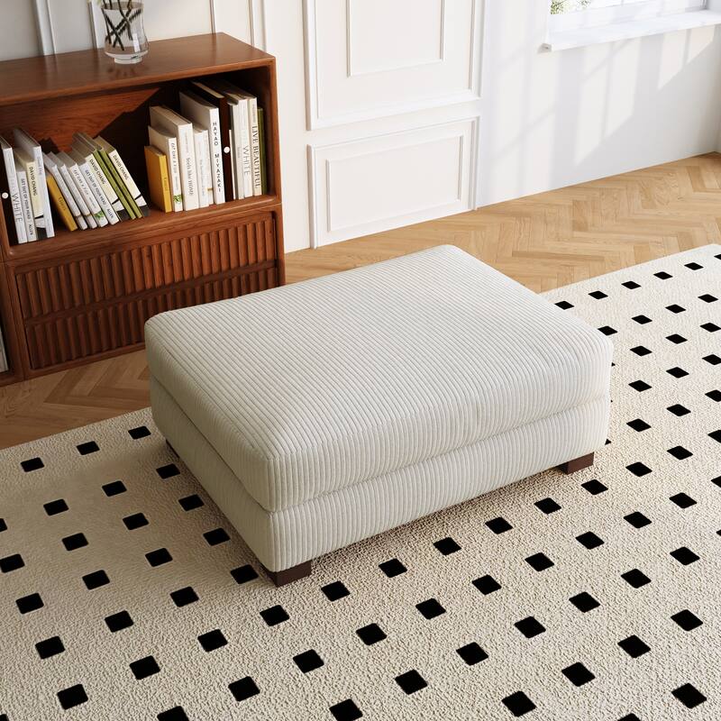 Sofa Corduroy Ottoman with Soild Wood - Beige
