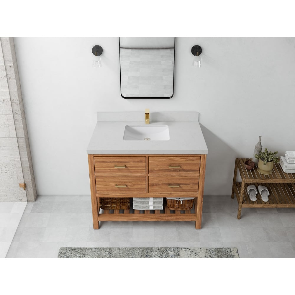 Willow Collections 42 in. W x 22 in. D Parker Solid Teak Single Sink Bathroom Vanity with Countertop