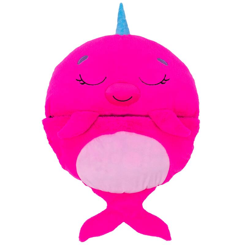 Happy Nappers: Pillow & Sleepy Sack: Medium - Neil The Pink Narwhal -3+
