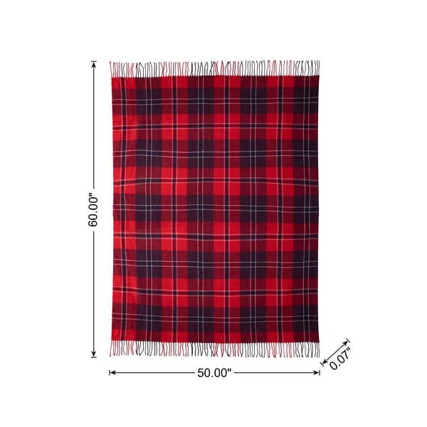 Glitzhome 50 x 60 Knitted Acrylic Plaid Woven Throw Blanket with Tassels