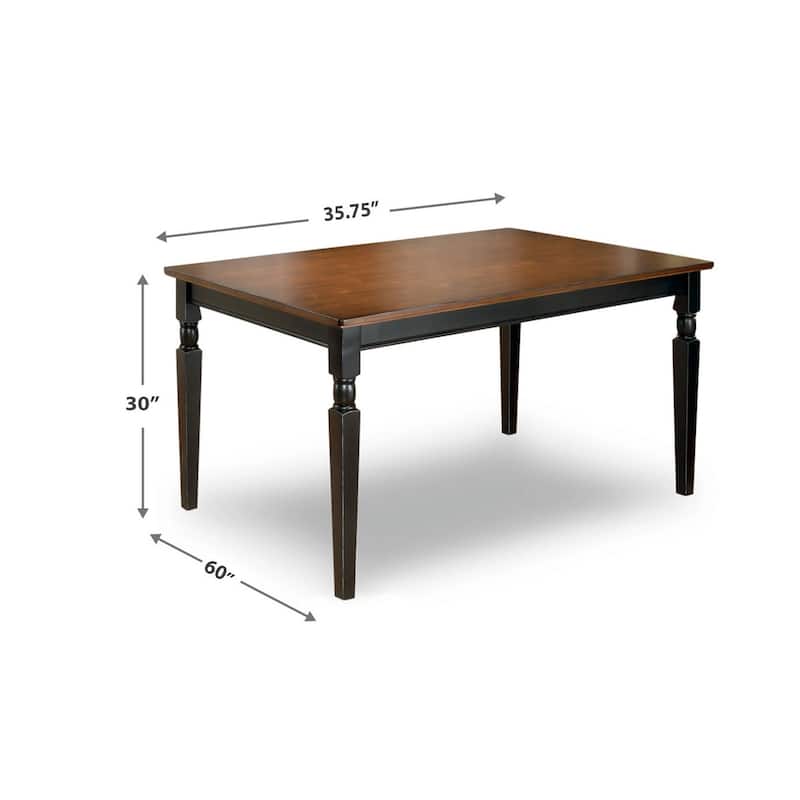 Vilo Dining Table, 60 Inch Brown Rectangular Wood, Black Turned Legs