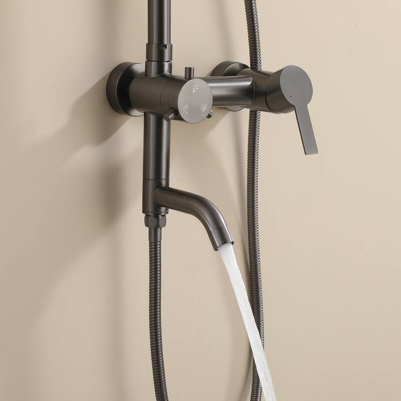 47"H 3-Function 304 Stainless Steel Wall-Mounted Outdoor Shower System