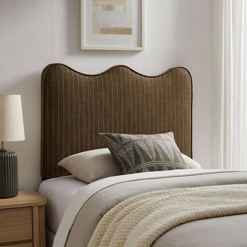 Athena Striped Fabric Upholstered Headboard - Earth Stripe - Twin