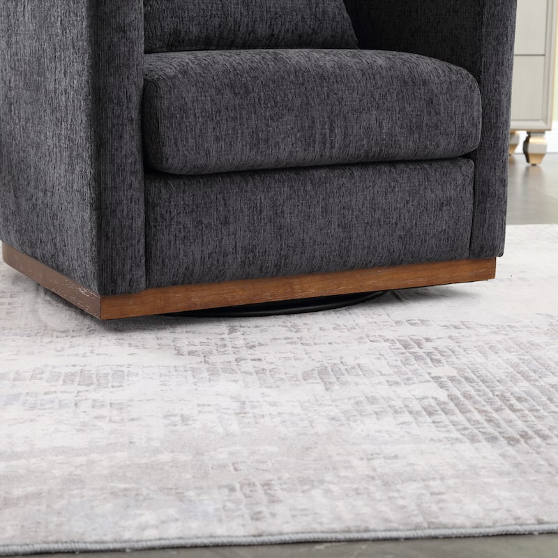 GDFStudio - Harper Chenille Swivel Barrel Chair with Sturdy Metal Base and Ergonomic Design