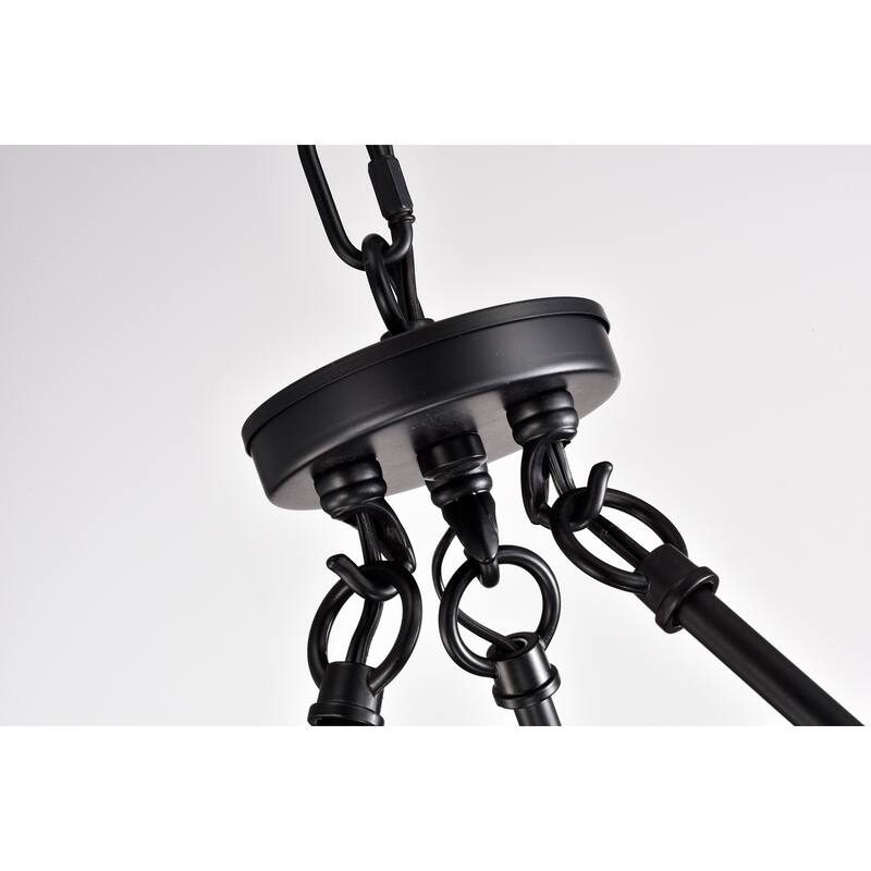 Matte Black 12-Light 35 Inch Round Wagon Wheel Chandelier