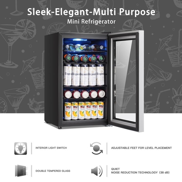 mini beverage cooler glass door
