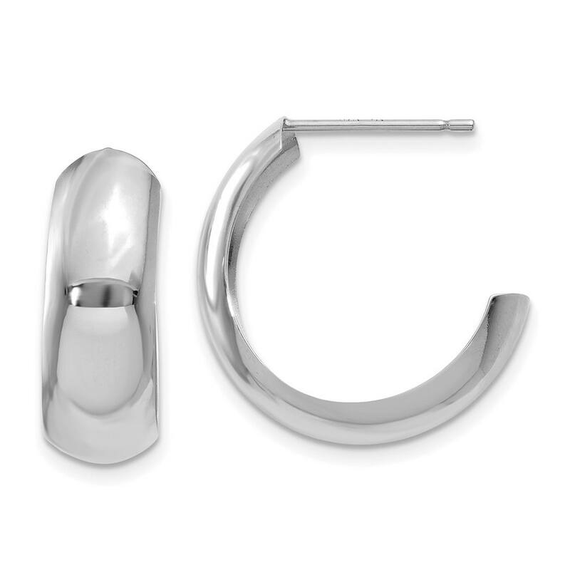 Curata 10k White Gold 18x6.75mm Half Hoop Earrings