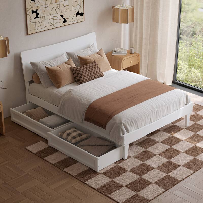 Phoenix Wood Platform Bed with Storage Drawers