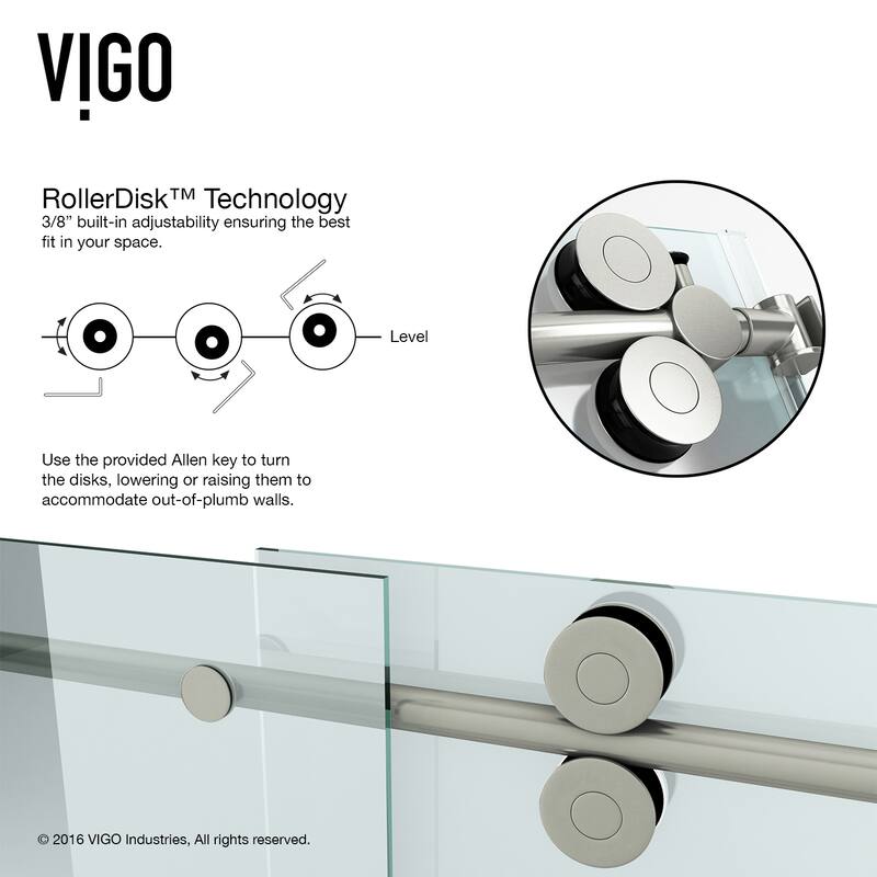 VIGO Elan 56" to 60" W x 66" H Frameless Sliding Tub Door