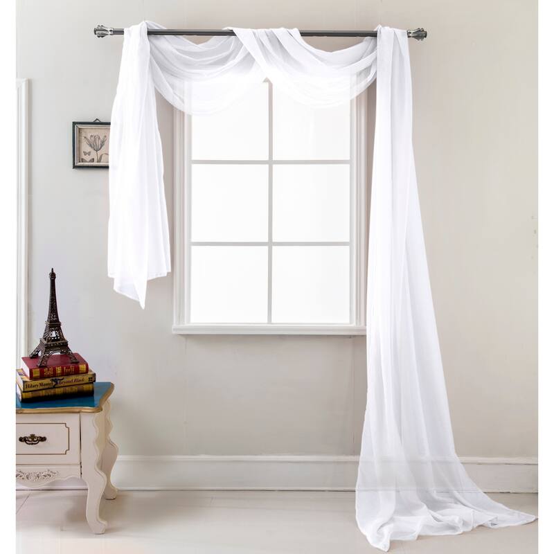 Celine Solid Sheer Curtain Canopy Bed Wedding Scarf - White