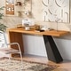 preview thumbnail 1 of 5, Modern Writing Computer Desk with Monitor Stand and Angled Legs for Home Office and Apartment or Workspace Use Teak
