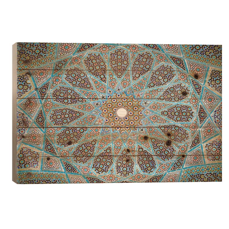 Tomb of Hafez Mosaic Print On Wood by Unknown Artist - Multi-Color - 26x40x1.5