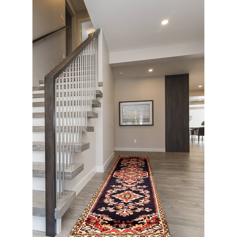 ECARPETGALLERY Hand-knotted Anadol Dark Navy Wool Rug - 2' 9" x 10' 1"