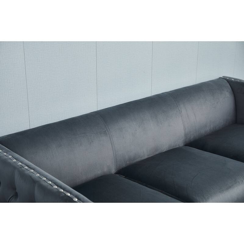 Avin Nail Head Livingroom Sofa - Grey