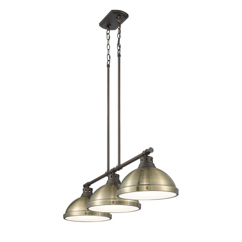 Yep by Golden Lighting Duncan 3-light Island Light in Rubbed Bronze and Aged Brass shade