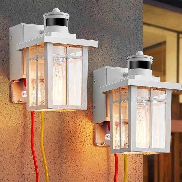 OPAXIS Outdoor Porch Light With GFCI Outlet – Motion Sensor Wall Sconce, Dusk-to-Dawn 3 Modes, Black Aluminum, Waterproof, For Patio, Garage, And Front Door